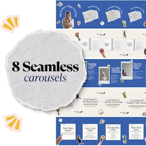 Seamless Carousel Template blue - Social Media Manager Canva Templates – Carousel Post Kit for Personal Brands – Instagram Marketing