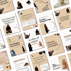 Instagram Posts Carousel Templates with Cut-Outs | Aesthetic Social Media Templates, Carousel sets beige