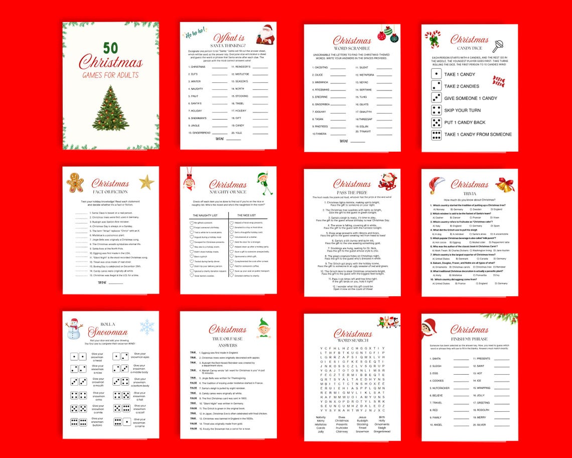 50 Christmas Party Games for Adults | Printable Holiday Games
