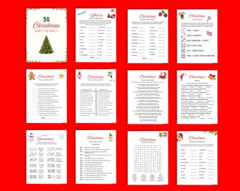 50 Christmas Party Games for Adults | Printable Holiday Games | Editable Canva Templates | PLR