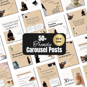 Trandy Instagram Posts Carousel Templates with Cut-Outs | Aesthetic Social Media Templates, Carousel sets beige