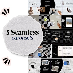 Seamless Carousel Template - Content Creator UGC Canva Templates – Carousel Post Kit for Personal Brands – Instagram Scrapbook Checkers
