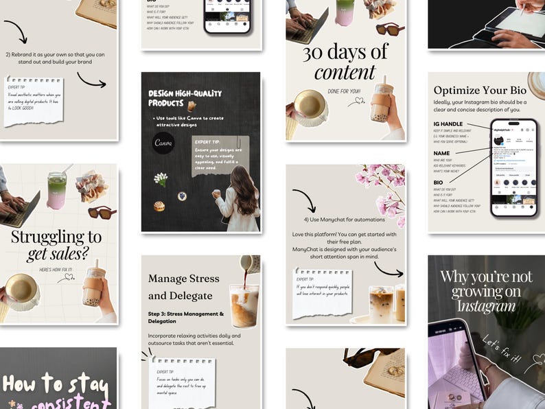 Canva Carousel Templates, Aesthetic Instagram Posts for Creators ...