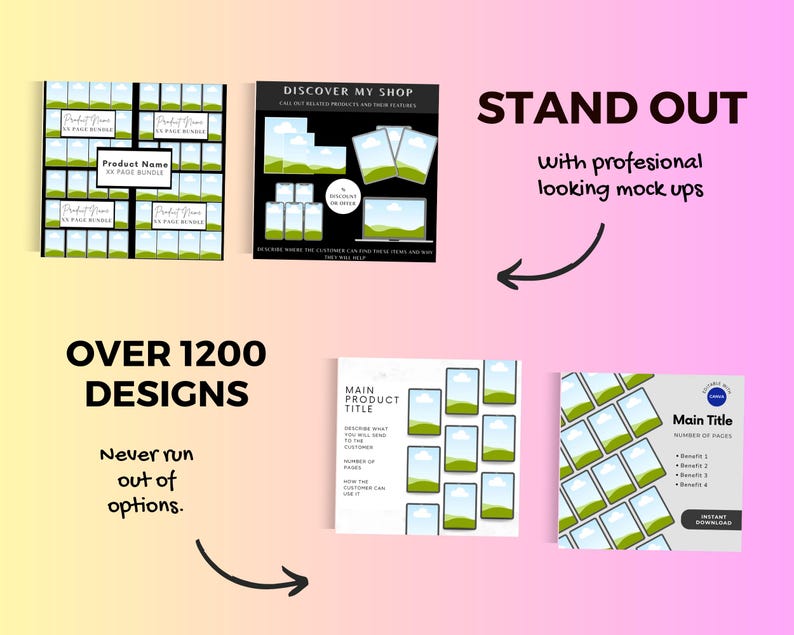 1200+ Etsy Mockup Bundle | Editable Canva Templates for Digital Product ...