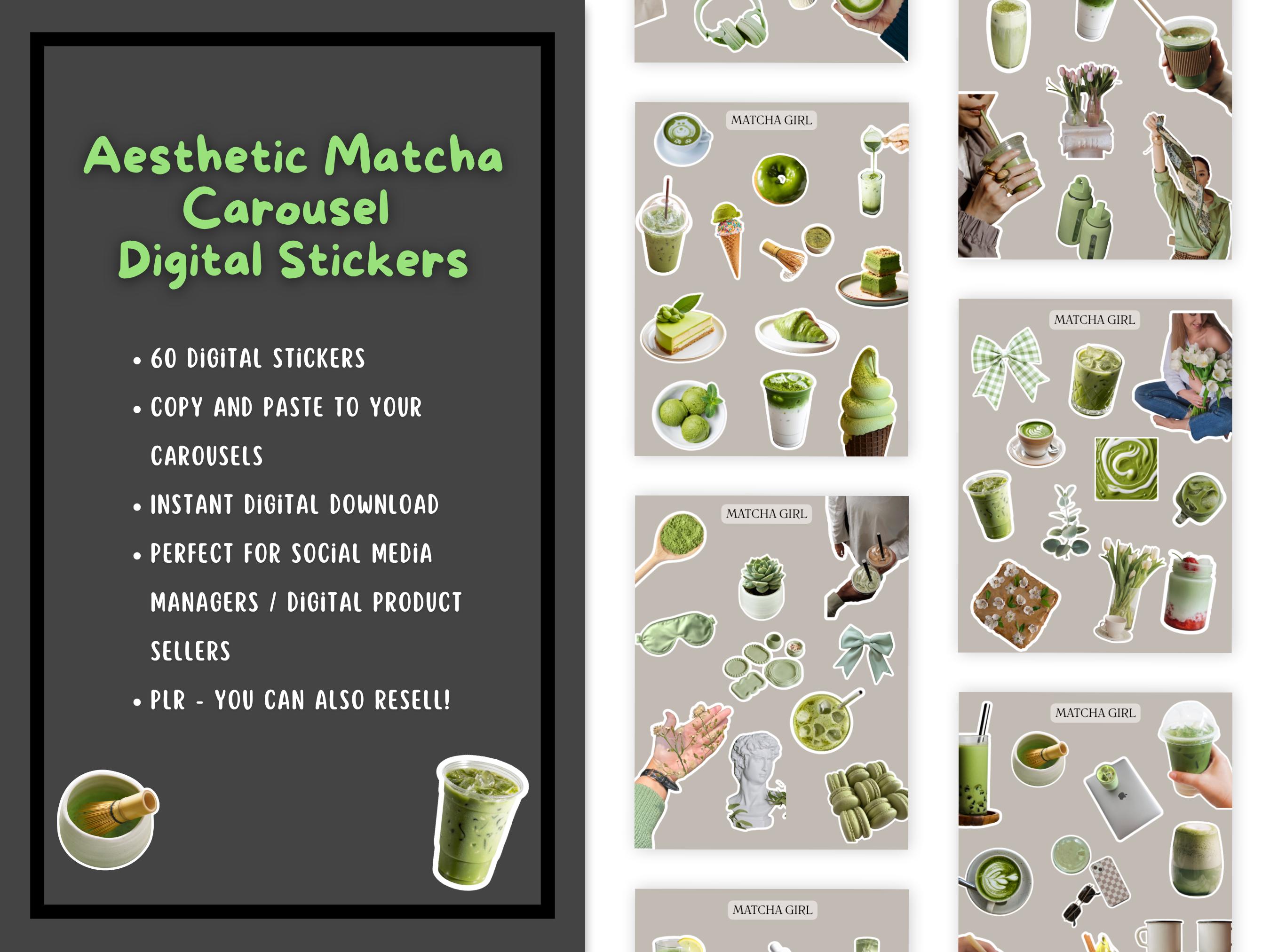 Matcha Stickers | Instagram Carousel Graphics (PLR) - Etsy