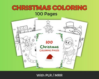100 Christmas Coloring Pages Bundle | Kids & Adults | Printable PDF | With PLR
