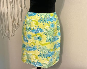 Cruisin Monkey Print Vintage Skirt by Lilly Pulitzer Size 6