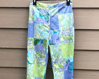 Lilly Pulitzer Vintage Patchwork Floral Zoo Print Capri Pants