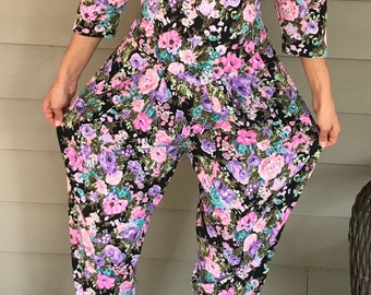 Britland Vintage Floral Jumpsuit Pants Harem