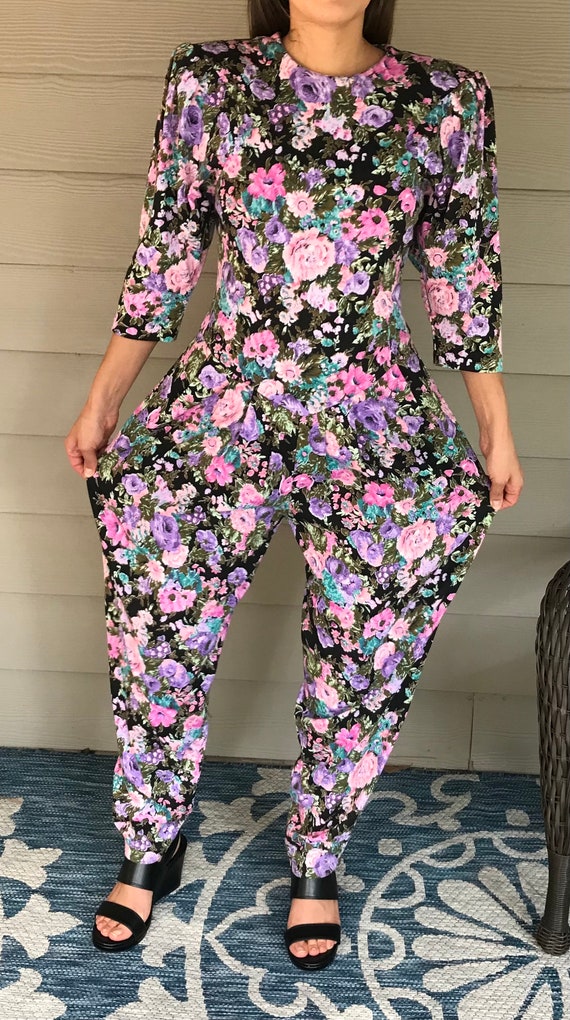 Britland Vintage Floral Jumpsuit Pants Harem