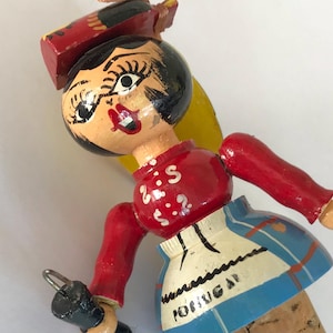Portugal Lady Vintage Wine Bottle Wooden Stopper