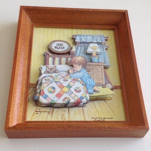 Vintage 3-D Praying Boy Wall Hanging image 3