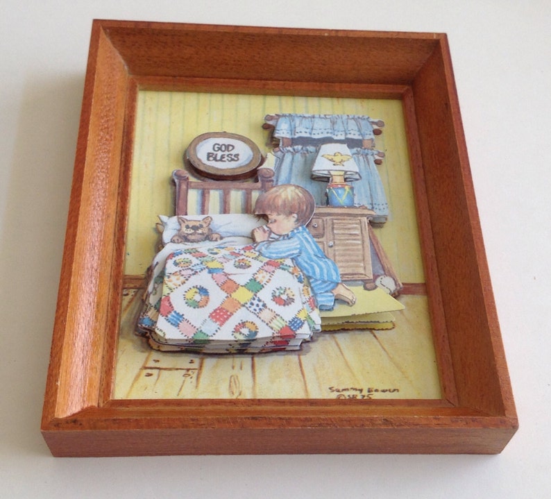 Vintage 3-D Praying Boy Wall Hanging image 3