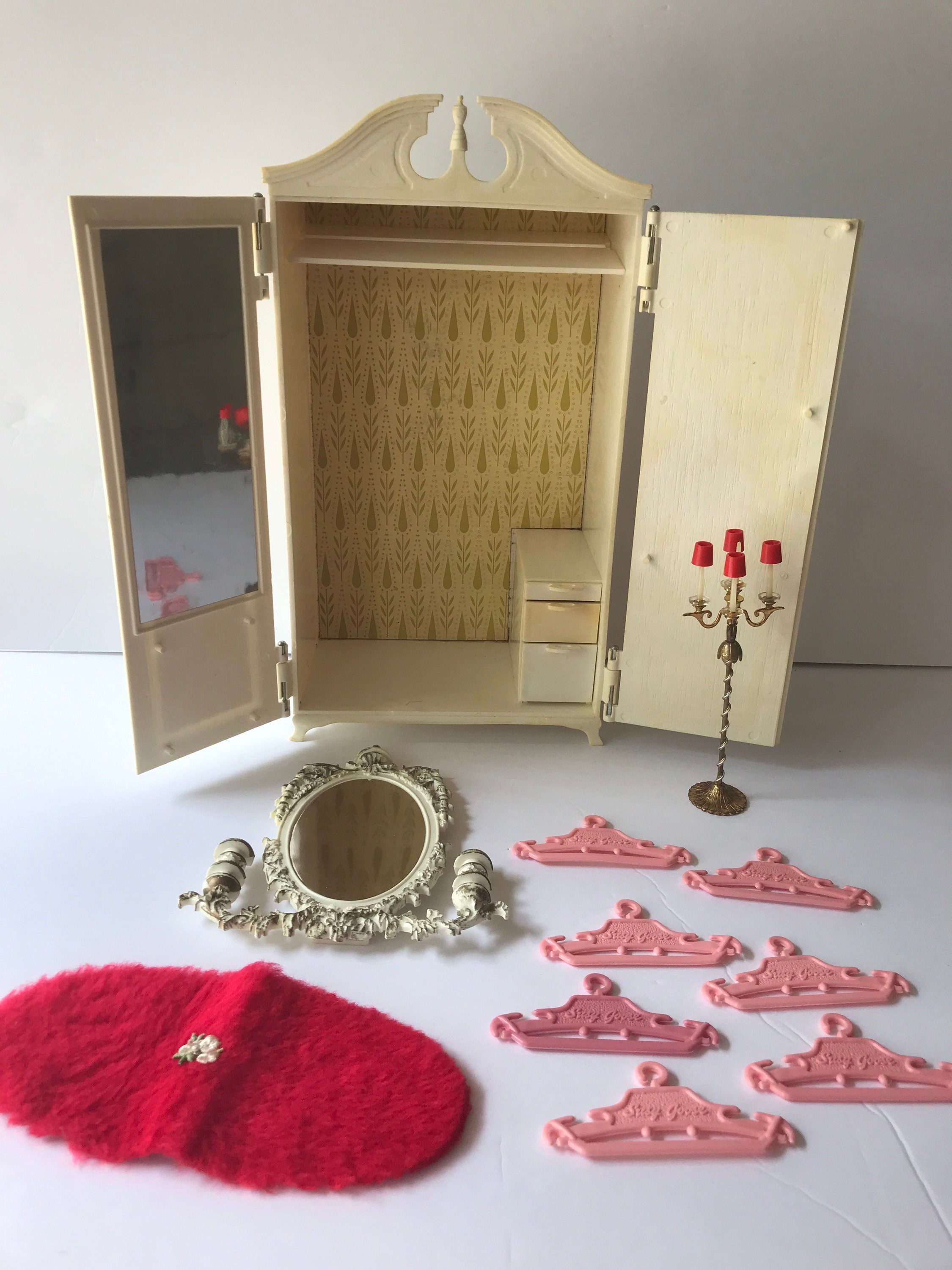 Susy Goose Barbie Doll Wardrobe Armoire Hangers Rug Mirror Lamp Etsy