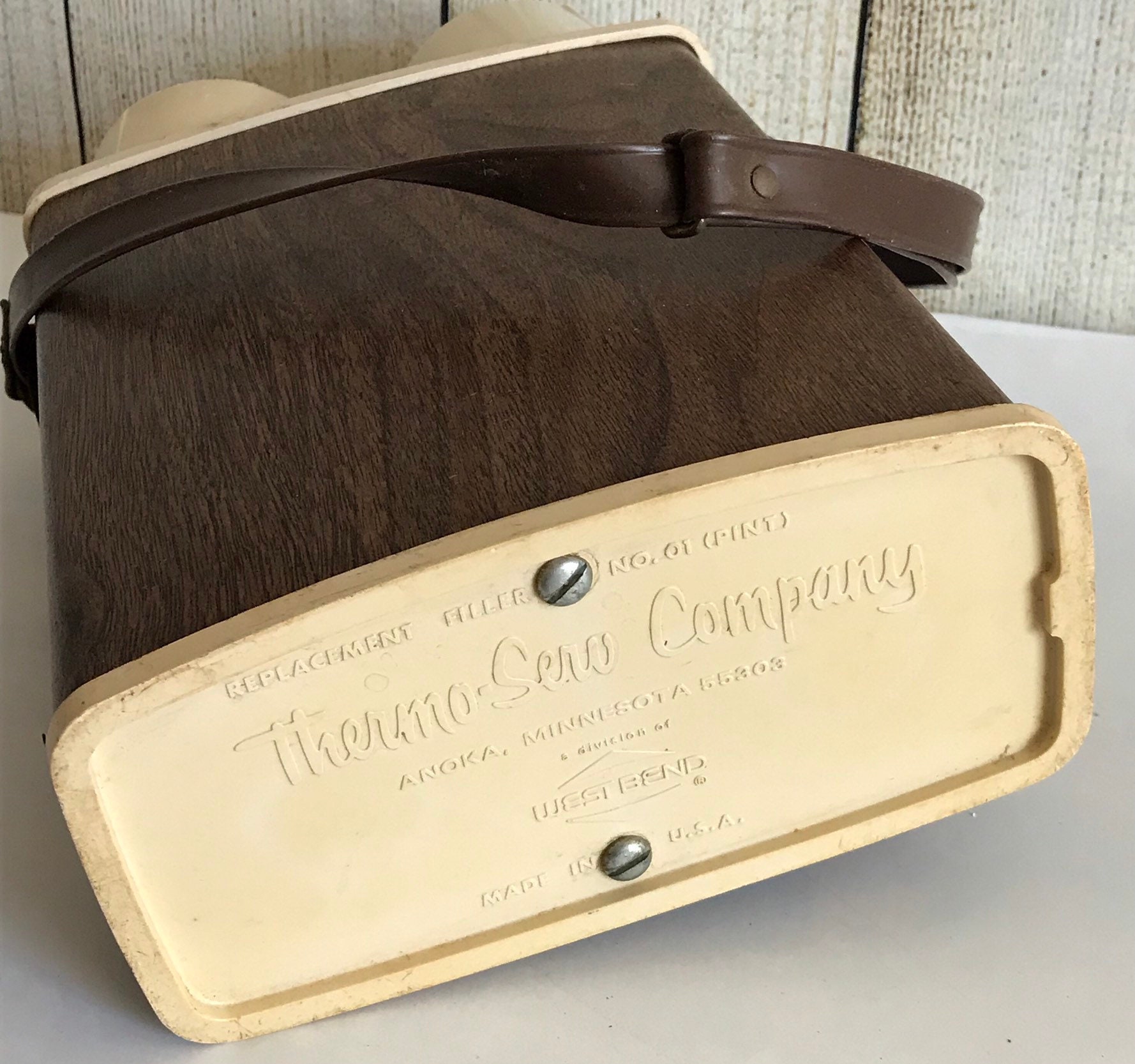 Thermo Serv Company Brown Vintage Double Thermos Etsy