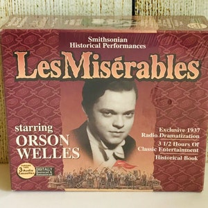 Les Miserables Starring Orson Welles Audio Cassettes Set Book