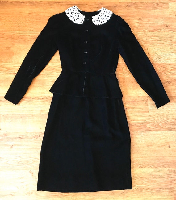 Joan Leslie By Kasper Black Velvet Dress Size Sma… - image 6