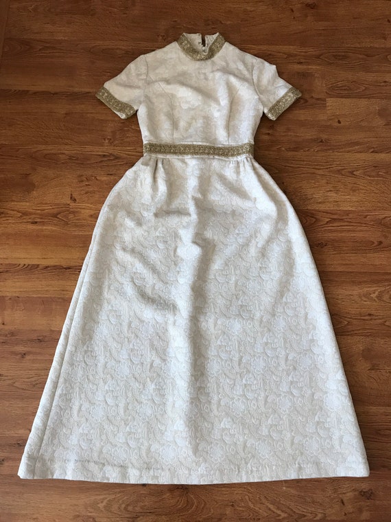 Vintage Long Sleeve Gold Elegant Dress