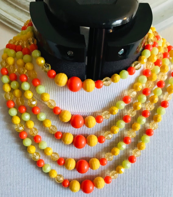 Boho Orange Yellow Statement Necklace With Orange 