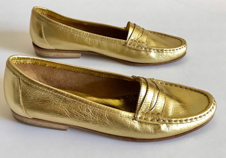 Bandolino Gold Penny Loafers Flats Shoes Size 6 1/2 Etsy