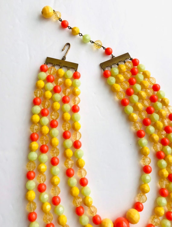 Boho Orange Yellow Statement Necklace With Orange… - image 7