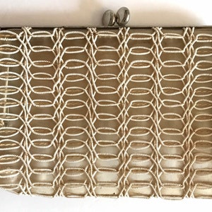 Bolso de mano vintage beige con cuentas de plástico