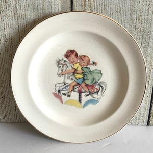 Salem Vintage China Plate Boy and Girl on Carousel