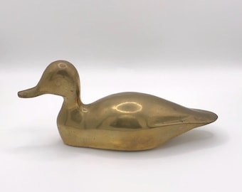 Brass Mallard Duck Figurine Paper Weight Decor