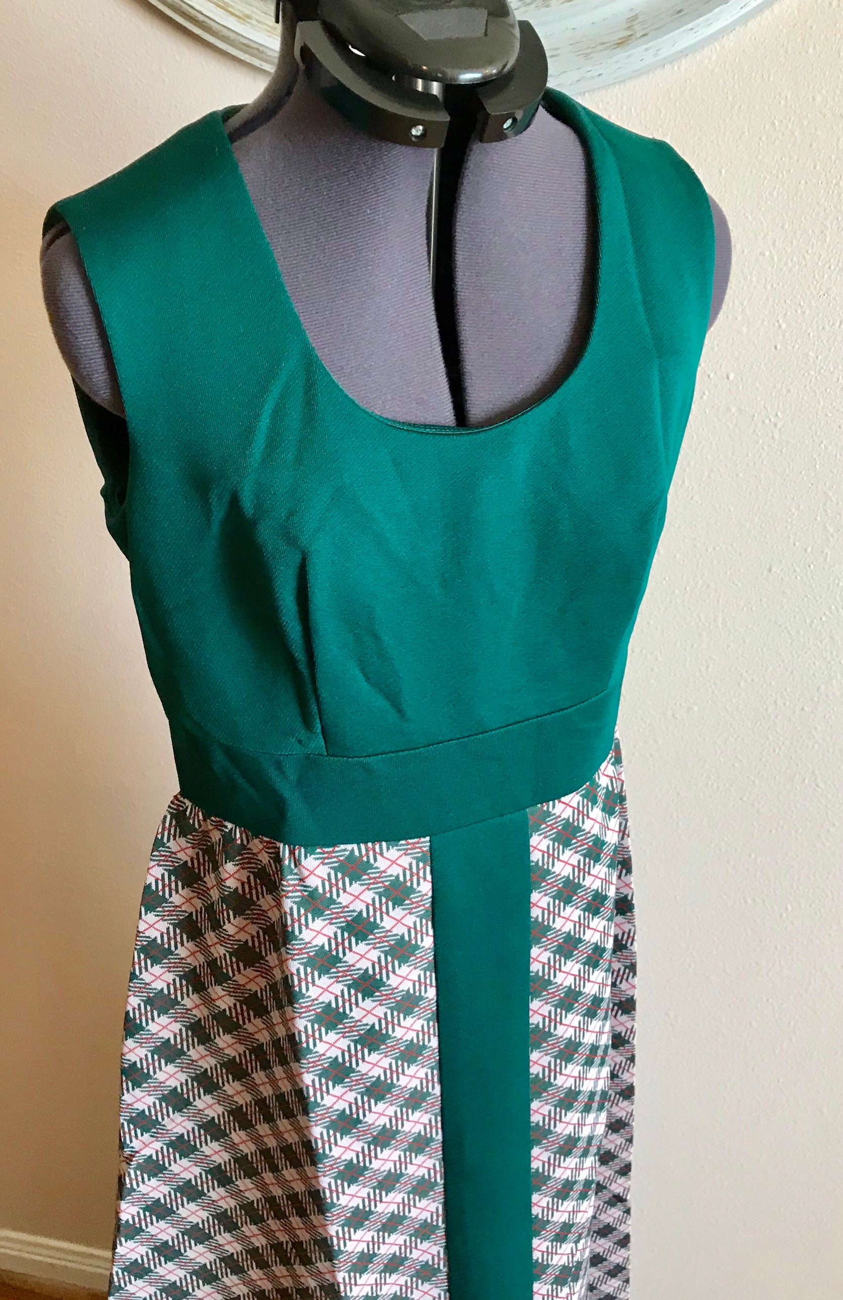 Alison Ayres Original Maxi Vintage Green Plaid Dress Size 10 | Etsy