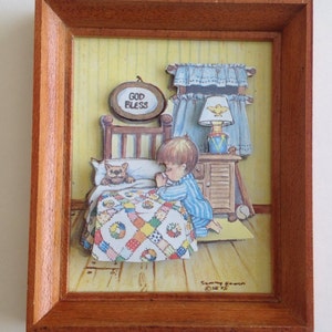 Vintage 3-D Praying Boy Wall Hanging image 4