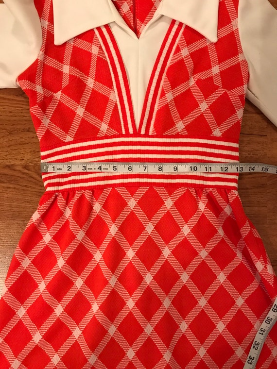 Cute Vintage Maxi Long Connections Dress Red White - image 8