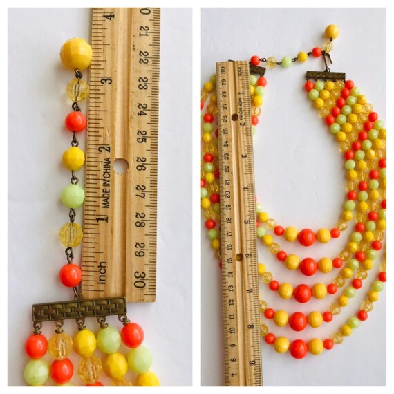 Boho Orange Yellow Statement Necklace With Orange… - image 9