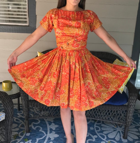 Styled by Parklane Debs Vintage Dress Orange Gold Etsy