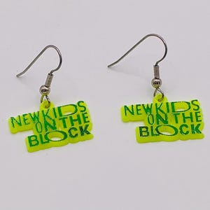 Neon Green New Kids On The Block Earrings 1989