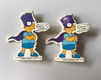 Bart Simpson Set of Two Watch It Dude Pins Buttons - Etsy