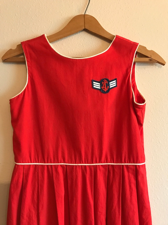 Maggie Breen Vintage Red Nautical Dress Girls Siz… - image 1