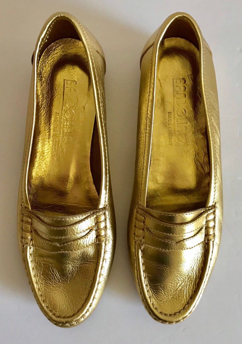 Bandolino Gold Penny Loafers Flats Shoes Size 6 1/2 Etsy