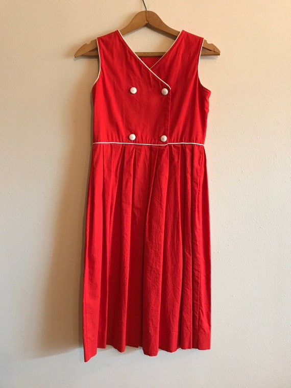 Maggie Breen Vintage Red Nautical Dress Girls Siz… - image 4