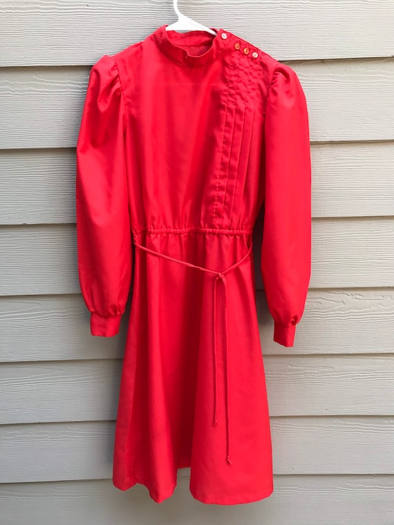 Red Vintage Long Sleeves Ladies Mod Dress