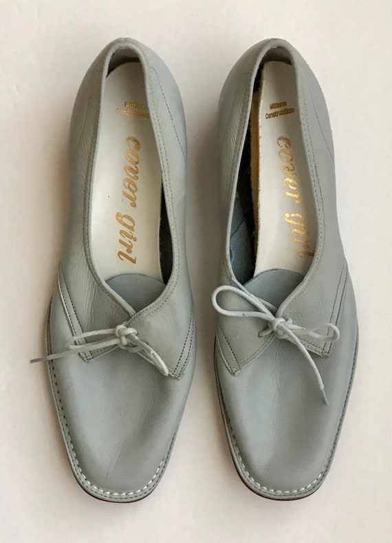 Cover Girl Vintage Light Blue Oxfords Tie Flats S… - image 2