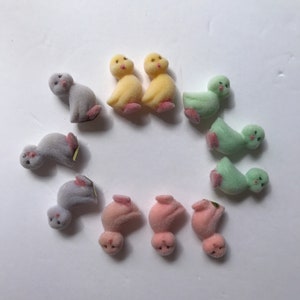 Set of Vintage Velvet Soft Miniature Chicks Duckies