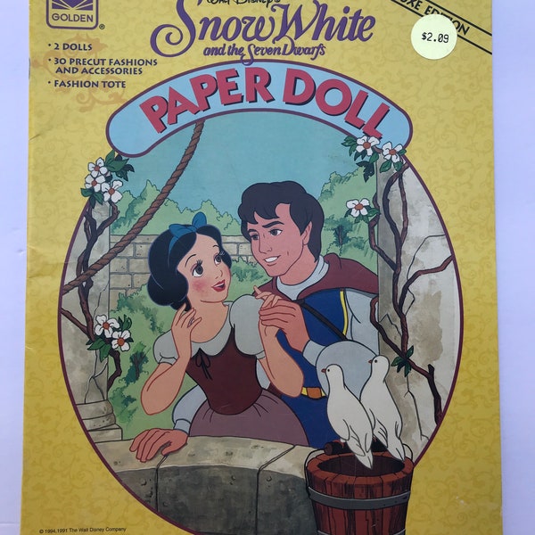 Walt Disney’s Snow White and the Seven Dwarfs Paper Doll Golden Books Uncut