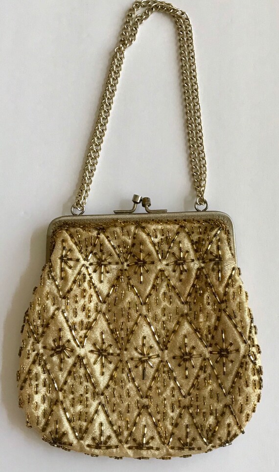 Walborg Gold Brown Beaded Evening Purse - image 10