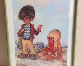 Michel T Framed Print Big Eyed Boy Girl