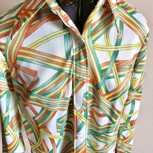 Fun Striped Vintage Blouse Long Sleeve Polyester