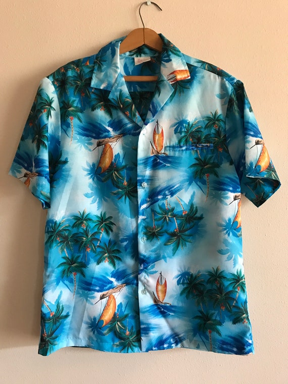 Kalena Fashions of Hawaii Luau Hawaiian Blue Butt… - image 1
