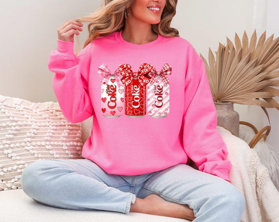 Diet Coke Valentine Sweatshirt,pink soda can lover crewneck