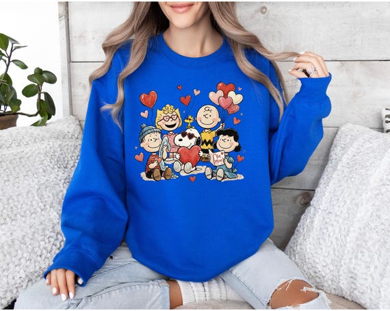 Snoopy and friends Valentine's Day Sweatshirt, Charlie Brown Valentine's Crewneck