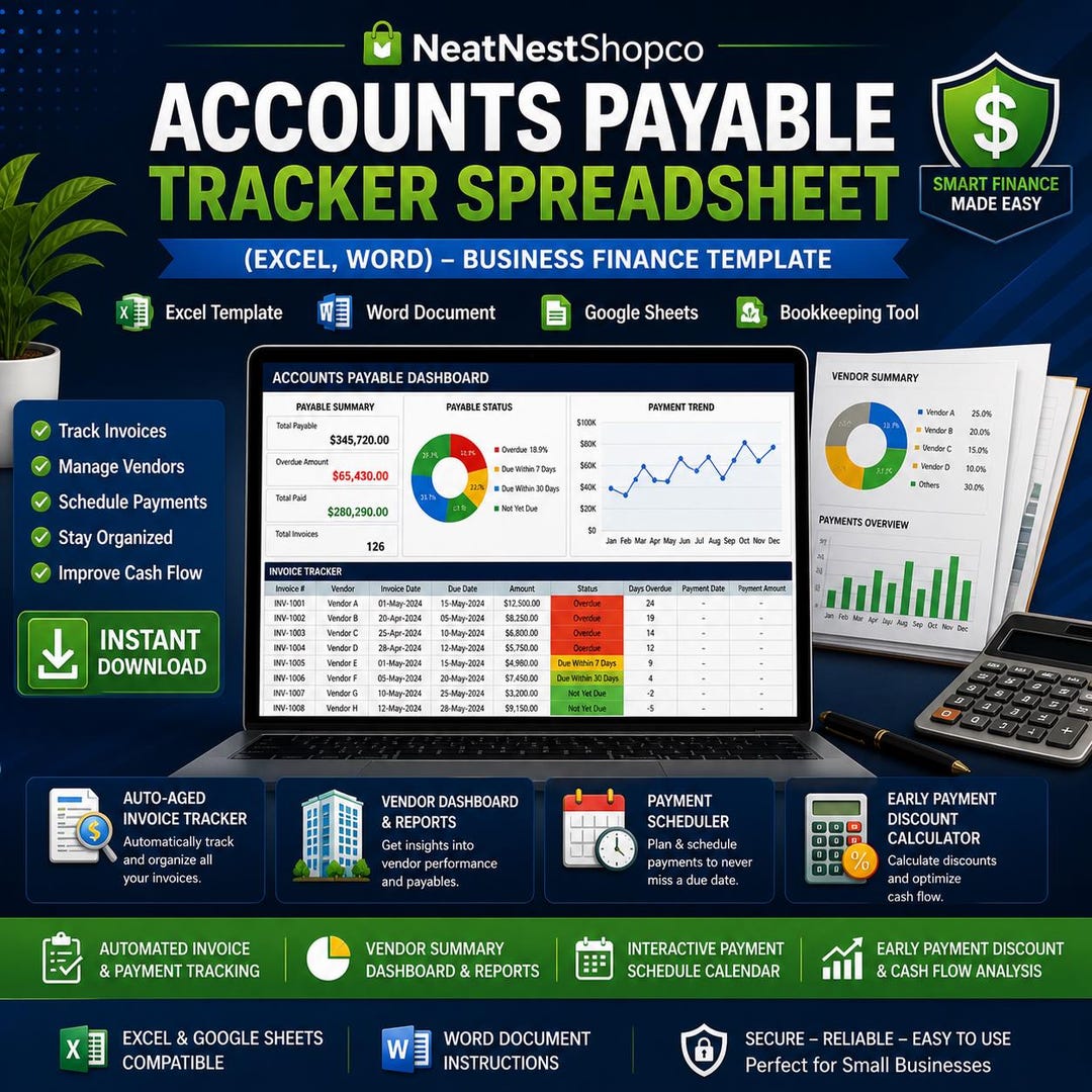 Sample Payable Tracker Accounts Payable Tracker Spreadsheet (excel, Word) – Business Finance ...