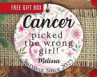 Cancer Survivor Ornament, Custom Cancer Survivor Christmas Ornament Cancer Warrior The Year I Beat Cancer Ornament Cancer Keepsake Ornament